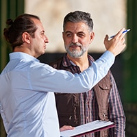 Two people talking to each other